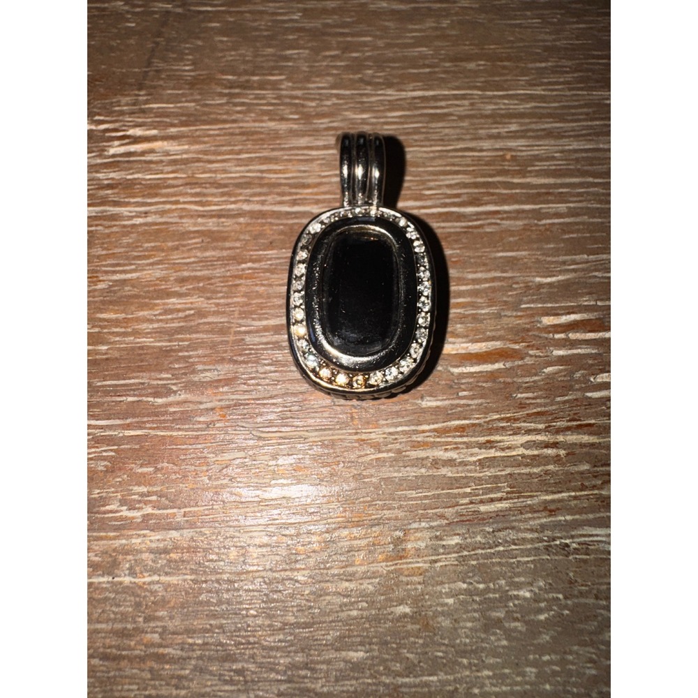 Sterling‎ Silver Onyx Gemstone Pendant Necklace Charm Sparkling Crystals
